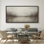 Minimal Landscape Tranquil Neutral Abstract Landscape Retro Moody Extra Large Framed Art Home Decor - Image 6