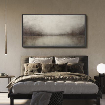 Minimal Landscape Tranquil Neutral Abstract Landscape Retro Moody Extra Large Framed Art Home Decor - Chic Decora