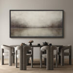 Minimal Landscape Tranquil Neutral Abstract Landscape Retro Moody Extra Large Framed Art Home Decor - Image 2