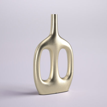 Modern Aluminum Metal Vase with Sculptural Openwork Design. - Chic Decora