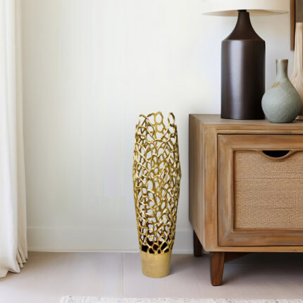 Modern Aluminum Vase with Intricate Openwork Design - Chic Decora