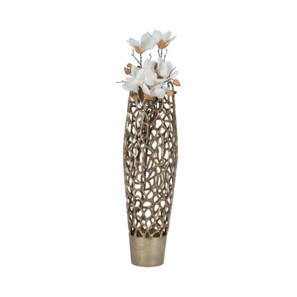 Modern Aluminum Vase with Intricate Openwork Design - Chic Decora