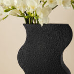 Modern Black Textured Ripple Metal Vase Floor Vase (Set of 2) - Image 3