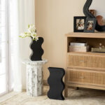 Modern Black Textured Ripple Metal Vase Floor Vase (Set of 2) - Image 8