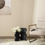 Modern Black Textured Ripple Metal Vase Floor Vase (Set of 2) - Image 2