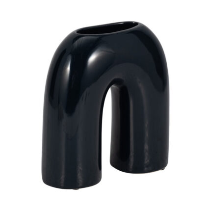 Modern Ceramic & Stoneware Arched Horseshoe Vase – Contemporary Decorative Accent for Home Decor - Chic Decora