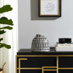 Modern Ceramic and Stoneware Vase with Embossed Geometric Pattern for Sleek Decorative Accent Display - Image 4