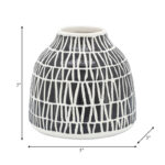 Modern Ceramic and Stoneware Vase with Embossed Geometric Pattern for Sleek Decorative Accent Display - Image 5