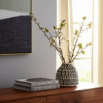 Modern Ceramic and Stoneware Vase with Embossed Geometric Pattern for Sleek Decorative Accent Display - Image 6