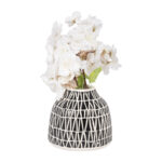 Modern Ceramic and Stoneware Vase with Embossed Geometric Pattern for Sleek Decorative Accent Display - Image 7