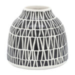 Modern Ceramic and Stoneware Vase with Embossed Geometric Pattern for Sleek Decorative Accent Display - Image 8