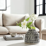 Modern Ceramic and Stoneware Vase with Embossed Geometric Pattern for Sleek Decorative Accent Display