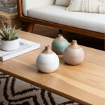 Modern Coastal Small Ceramic Bud Vases (Set of 3)