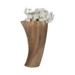 Modern Curved Textured Table Vase for Home Decorâ€“ Elegant Tall Flower Vases for Bedroom Styling, Console Accent, and Living Room Decor â€“ Gold - Image 5