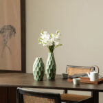 Modern Geometric Green Ceramic Table Vases (Set of 2) - Image 6