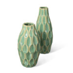 Modern Geometric Green Ceramic Table Vases (Set of 2) - Image 7