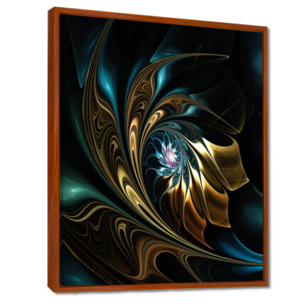 Modern Golden black Flower – Fractal flower wall art, Black flower print - Chic Decora