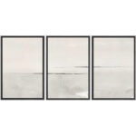 Modern Large Duotone Pastel Minimalist Landscape Subtle Wall Art Framed Canvas 3 Pieces Print - Image 6