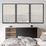 Modern Large Duotone Pastel Minimalist Landscape Subtle Wall Art Framed Canvas 3 Pieces Print - Image 7