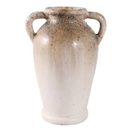 Modern Rustic Terracotta Tall Flower Vase With Speckled Finish – Elevated Home Decor Accent Vases For Table – Ivory - Chic Decora