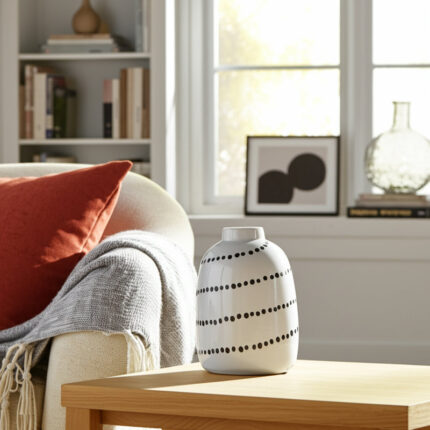 Modern Stoneware Ceramic Vase with Contemporary Design – Decorative Versatile Accent Piece for Stylish Interiors - Chic Decora