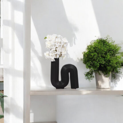 Modern Stoneware Ceramic Vase with Sculptural Abstract Design - Chic Decora