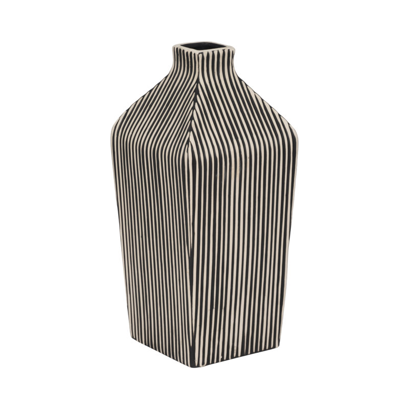 Modern Stoneware Vase with Bold Vertical Line Design and Contemporary Geometric Form for Decorative Display and Accents in Minimalist or Artistic Interior Settings - Image 6
