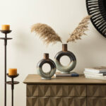 Modern Two-Tone Color With Circle Hollow Ceramic Table Vases (Set of 2) - Image 4
