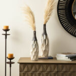 Modern Two-Tone Color With Geometric Faceted Ceramic Table Vases (Set of 2) - Image 4