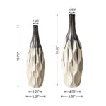 Modern Two-Tone Color With Geometric Faceted Ceramic Table Vases (Set of 2) - Image 5