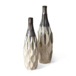 Modern Two-Tone Color With Geometric Faceted Ceramic Table Vases (Set of 2) - Image 8