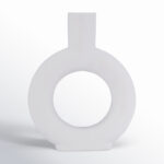 Modern White Ceramic Vase with Sculptural Round Design - Image 2