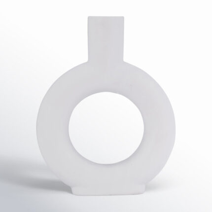 Modern White Ceramic Vase with Sculptural Round Design - Chic Decora