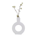 Modern White Ceramic Vase with Sculptural Round Design - Image 6