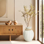 Modern White MgO 15-Inch Tall Round Vase - Image 2