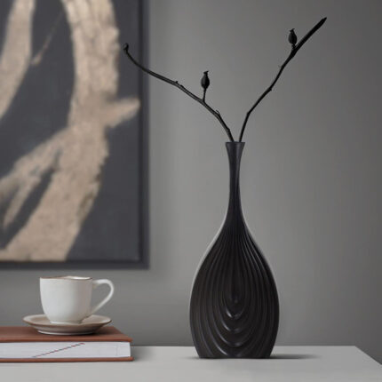 Morea Tapered Matte Black Ceramic Onion Vase - Chic Decora