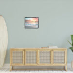 Morning Sunrise Beach Landscape Distant Mountains Rolling Tide Framed Giclee Texturized Art By Mike Calascibetta - Image 4