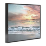 Morning Sunrise Beach Landscape Distant Mountains Rolling Tide Framed Giclee Texturized Art By Mike Calascibetta - Image 2