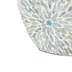Mufaddal Mother of Pearl Shell Handmade Large Mosaic Floral Decorative Blue Vase with Cream Underlay - Image 3
