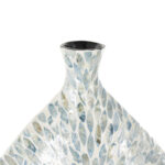 Mufaddal Mother of Pearl Shell Handmade Large Mosaic Floral Decorative Blue Vase with Cream Underlay - Image 5
