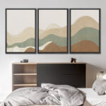 Multicolor Geometric Wave Abstract Mountain Landscape Wall Art Framed Canvas 3 Piece Painting Print - Image 4
