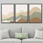 Multicolor Geometric Wave Abstract Mountain Landscape Wall Art Framed Canvas 3 Piece Painting Print - Image 5