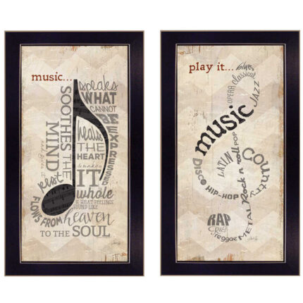 Music 2-Piece Vignette Framed Wall Art for Living Room, Home Wall Decor by Marla Rae - Chic Decora