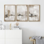 Muted Brown Grunge Abstract Modern Rustic Zen Neutral Home Decor - Framed Canvas Print Wall Art Work - Image 3