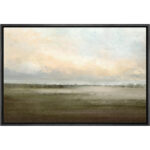 Muted Green Sunrise French Country Landscape Rustic Neutral Large Framed Canvas Print Wall Art Work - Image 7