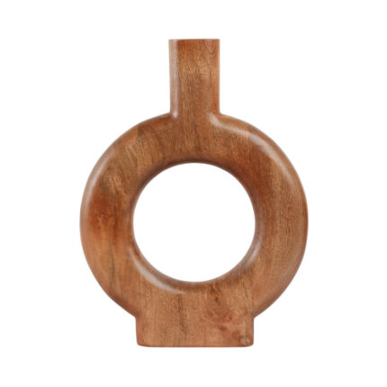Natural Wood Donut Shaped Vase - Chic Decora