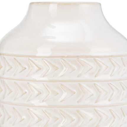 Neutral Textured Ceramic Aztec Vase in Ivory - Chic Decora