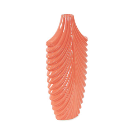 Niclas Hand Finished Glossy Coral Textured Ceramic Vase - Chic Decora