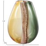 Northcrest Glass Ombre Decorative Multi Colored Vase with Pink Textured Stripe Details - Image 5