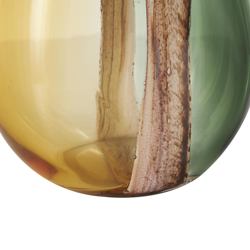 Northcrest Glass Ombre Decorative Multi Colored Vase with Pink Textured Stripe Details - Image 6